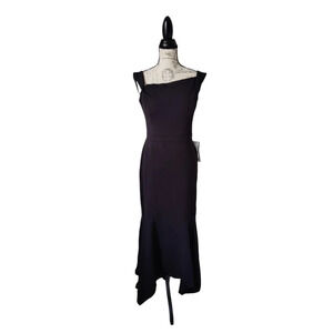 Xscape Black Sleeveless Long Gown Formal Dress Asymmetrical Neckline Size 10